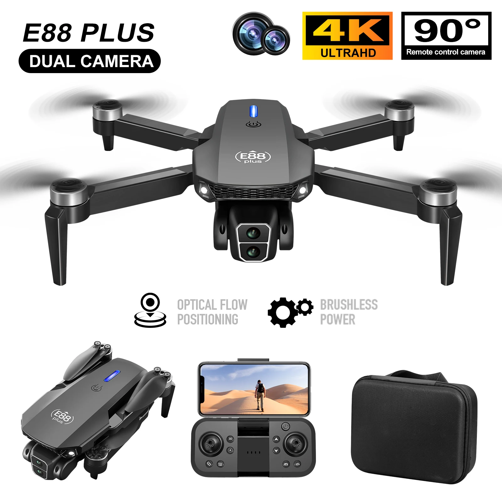 New E88 Plus Quadcopter Drone: - Drone Camera Hd のレビューと価格